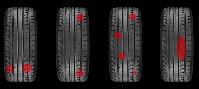 Виды износа шин на автомобиле
